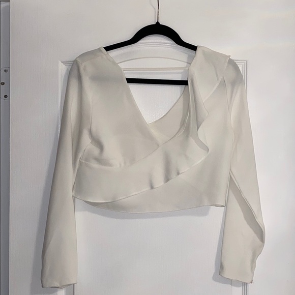 Zara White Ruffled Crop Blouse - Picture 3 of 5